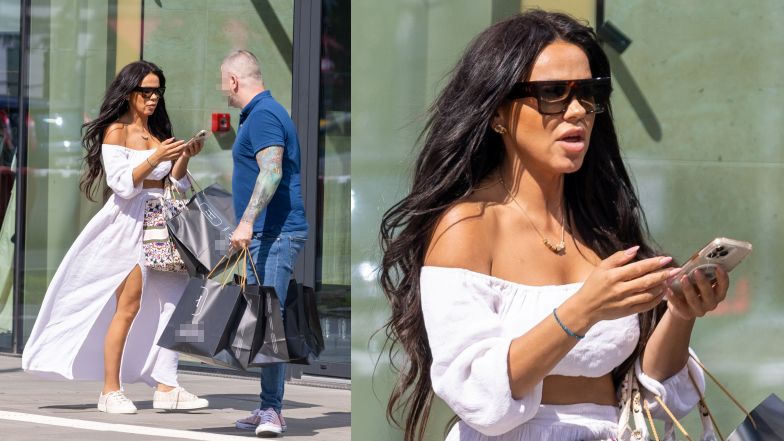 Sylwia Bomba w stylizacji za prawie 20 tysięcy złotych wychodzi ze sklepu z ekskluzywnymi meblami