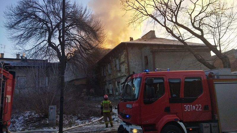 Pożar zabytkowego dworku przy ul. Wesołej w Lublinie