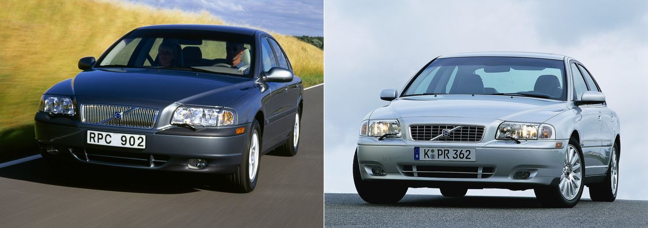 Po lewej stronie Volvo S80 przed liftingiem, po prawej po liftingu. Różnice w pasie przednim i tylnym, a także techniczne są kosmetyczne, ale warto wybrać młodsze auto, ponieważ poprawiono niedociągnięcia jakościowe.