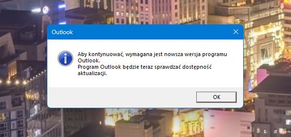 Ręczna aktualizacja Outlooka.