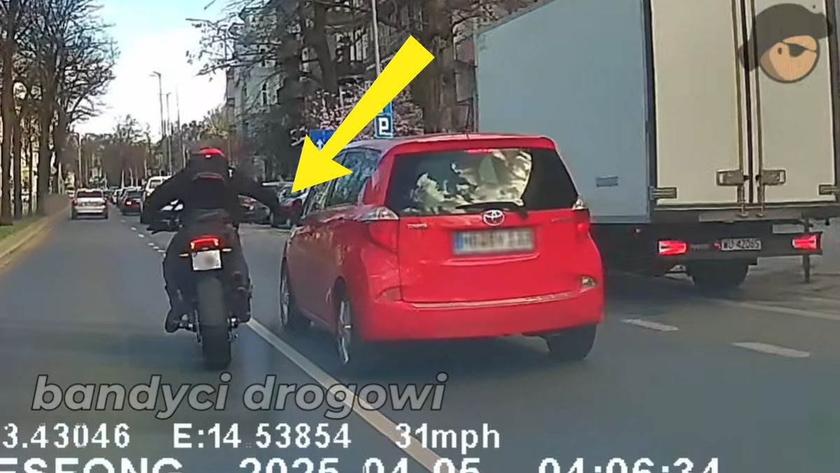 Skandaliczne zachowanie motocyklisty.