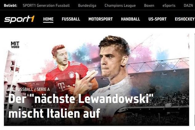 Wtorkowy strona główna portalu "sport1.de", a na niej artykuł poświęcony Krzysztofowi Piątkowi. Fot. zrzut ekranu/sport1.de