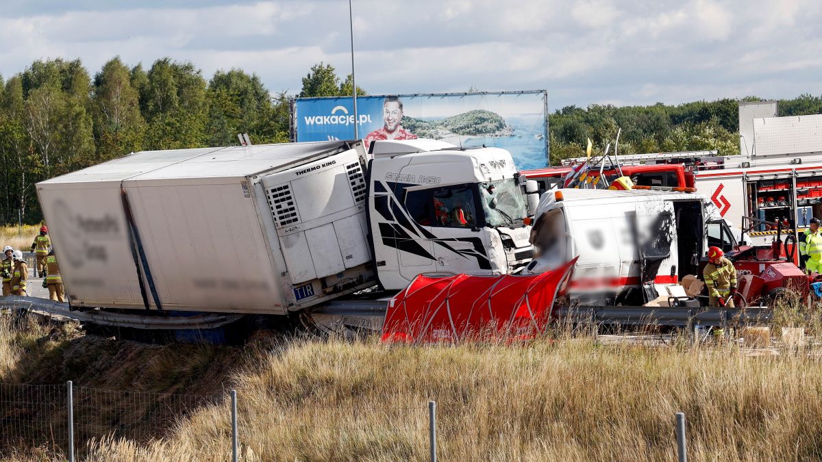 Wypadek na A1 przed zjazdem na Mykanów