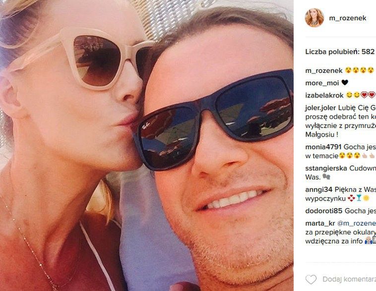 Małgorzata Rozenek i Radosław Majdan na plaży