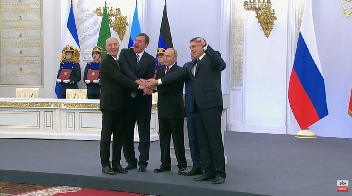 Putin z liderami przyłączonych "republik" 