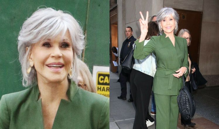 85-letnia Jane Fonda zachwyca w ciemnozielony komplecie (ZDJĘCIA)