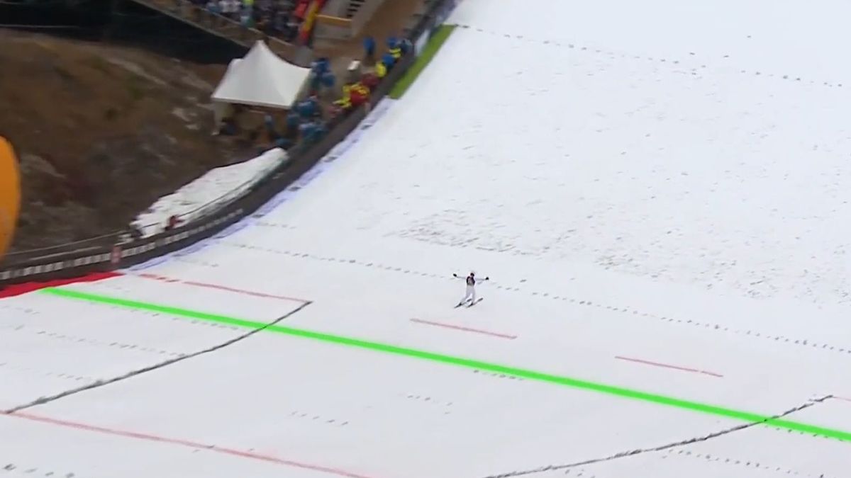 Zdjęcie okładkowe artykułu: Twitter / Eurosport / Na zdjęciu: Piotr Żyła i jego lot na 234. metr w Planicy
