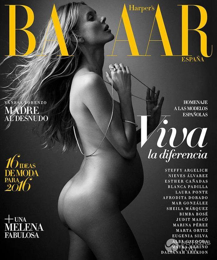 Ciężarna Vanesa Lorenzo nago na okładce Harper's Bazaar Hiszpania