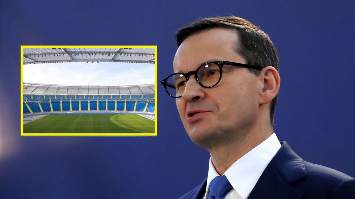 PAP/EPA / ROBERT GHEMENT / Materiały prasowe Stadionu Śląskiego/Press Focus / Na zdjęciu: premier Mateusz Morawiecki, na małym zdjęciu: Stadion Śląski w Chorzowie