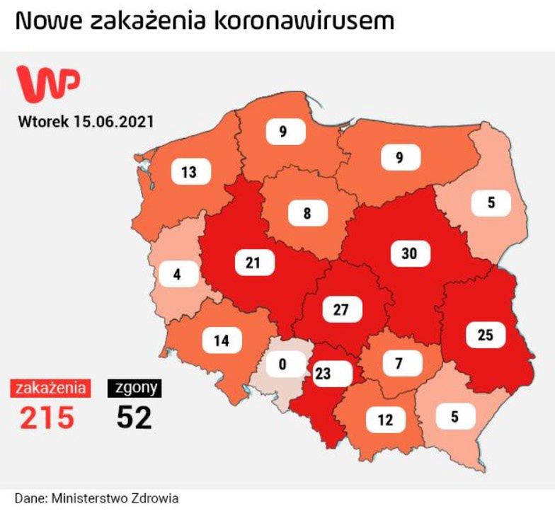 Nowe zakażenia koronawirusem 
