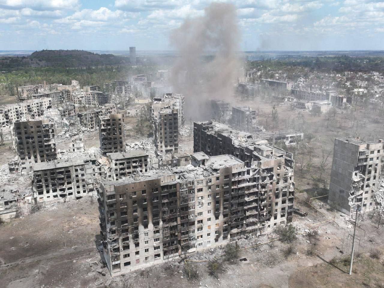 Ruined city Toreck in the Donetsk region.