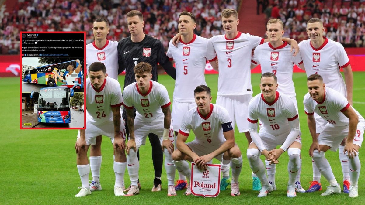 Zdjęcie okładkowe artykułu: PAP / PAP/Szymon Pulcyn/ x.com/sport_tvppl / Na zdjęciu: reprezentacja Polski przed meczem z Turcją na PGE Narodowym/ w ramce: autokar kadry na Euro 2024