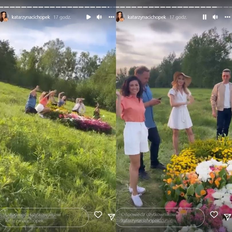 Katarzyna Cichopek kręci spot "Pytania na śniadanie" w centrum ogrodniczym