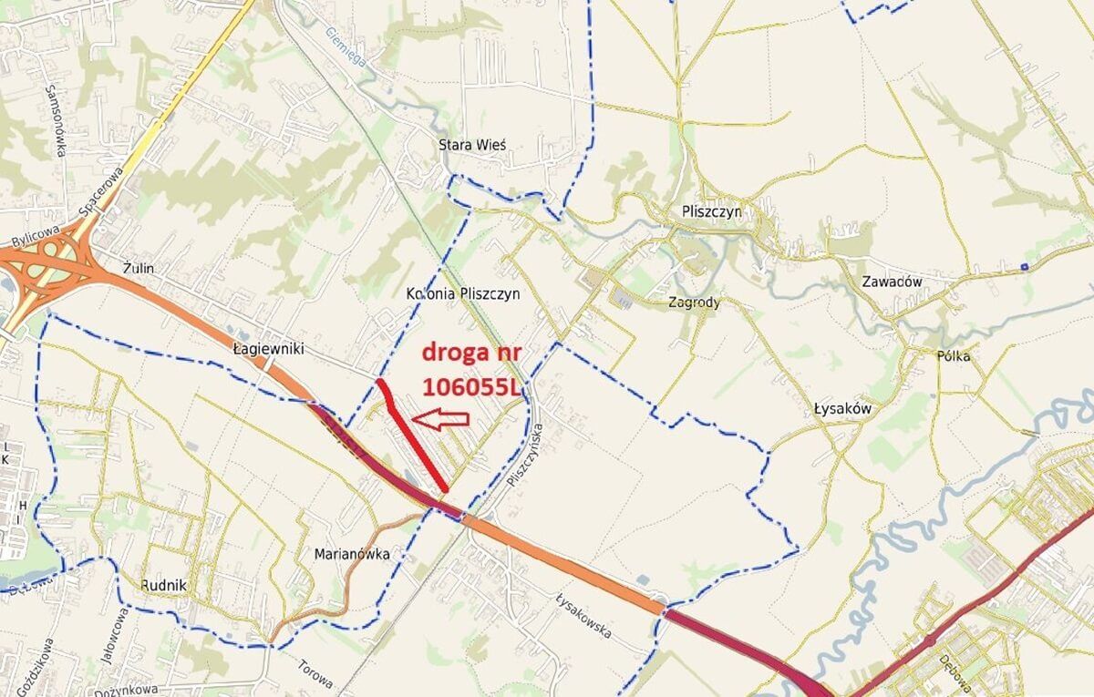 Remontowany odcinek drogi gminnej w miejscowości Kolonia Pliszczyn, gmina Wólka