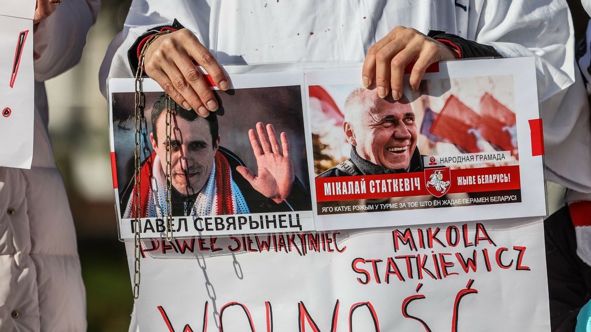 Protest przeciwko więzieniu białoruskich opozycjonistów