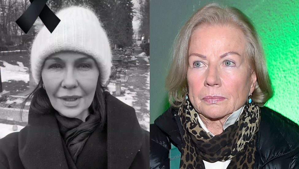 Smutna Anna Popek nagrała się na cmentarzu po pogrzebie Bożeny Dykiel