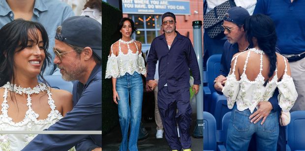 ZAKOCHANI Brad Pitt i Ines de Ramon na finale US Open: Ręka na biodrze i czułe szeptanie do ucha. Słodziaki? (ZDJĘCIA)