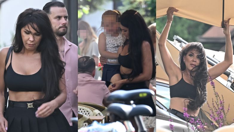 Sylwia Bomba walczy z parasolem na obiedzie z Grzegorzem Collinsem i córką (ZDJĘCIA)