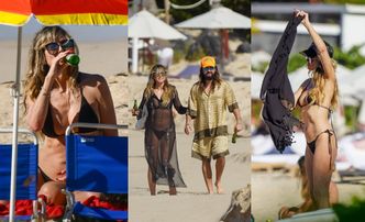 50-letnia Heidi Klum smaży wyćwiczone ciało na plaży, sącząc piwko i dokazując z 16 lat młodszym mężem (ZDJĘCIA)