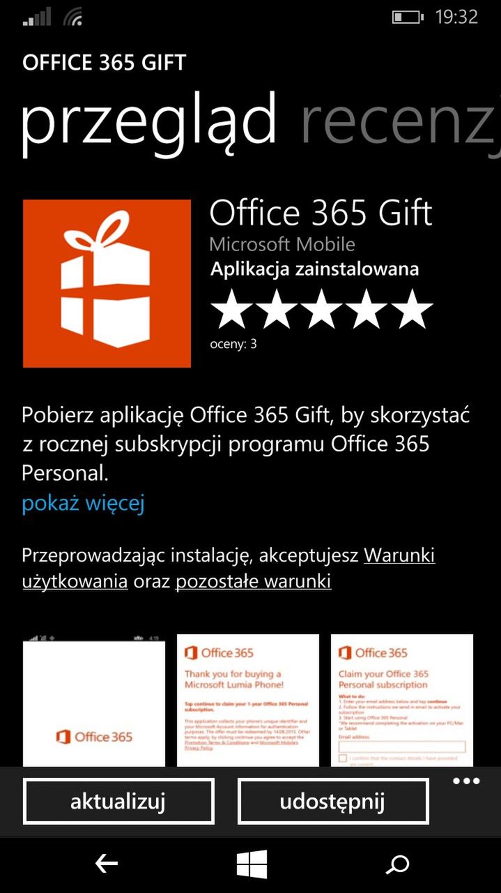 Office 365 na rok do każdej Lumii 640