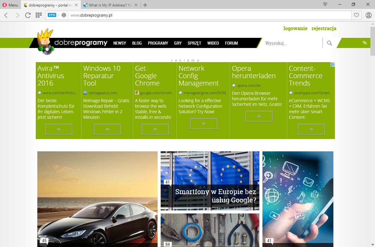 Niemiecki adres IP, niemieckie reklamy