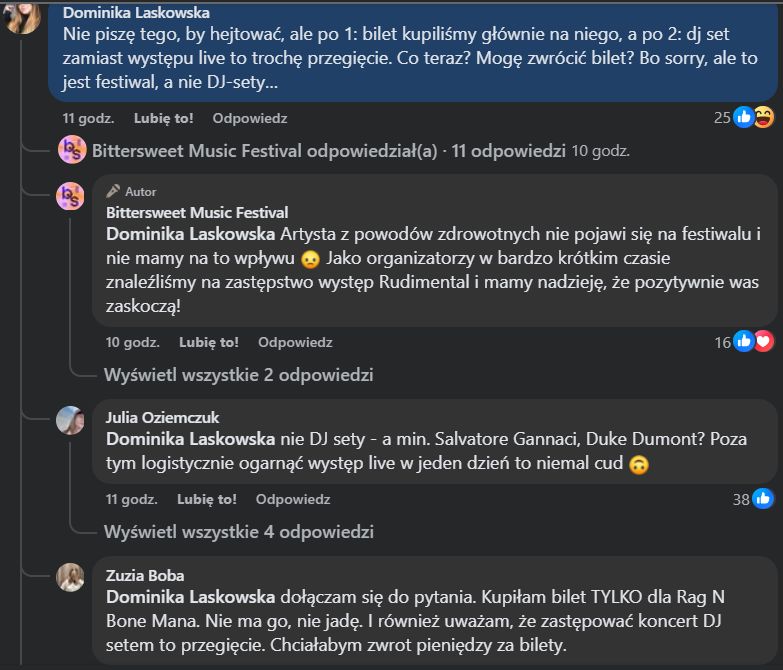 Komentarze na profilu Bittersweet Music Festival