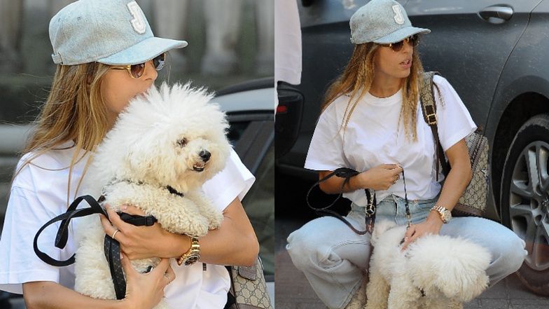 Ewa Chodakowska na spacerze z psem