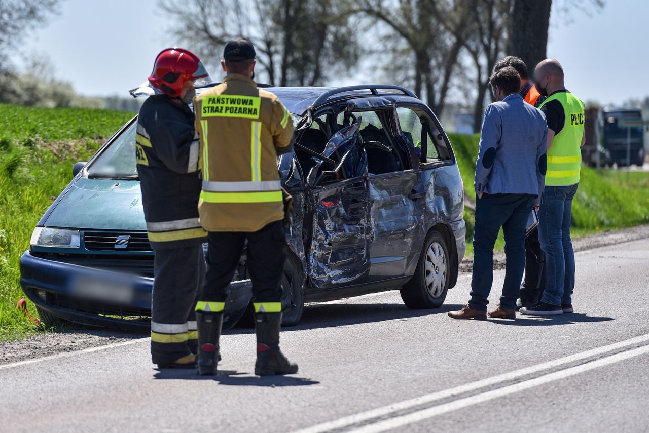 Miejsce śmiertelnego wypadku w miejscowości Słodków Drugi (Lubelskie)