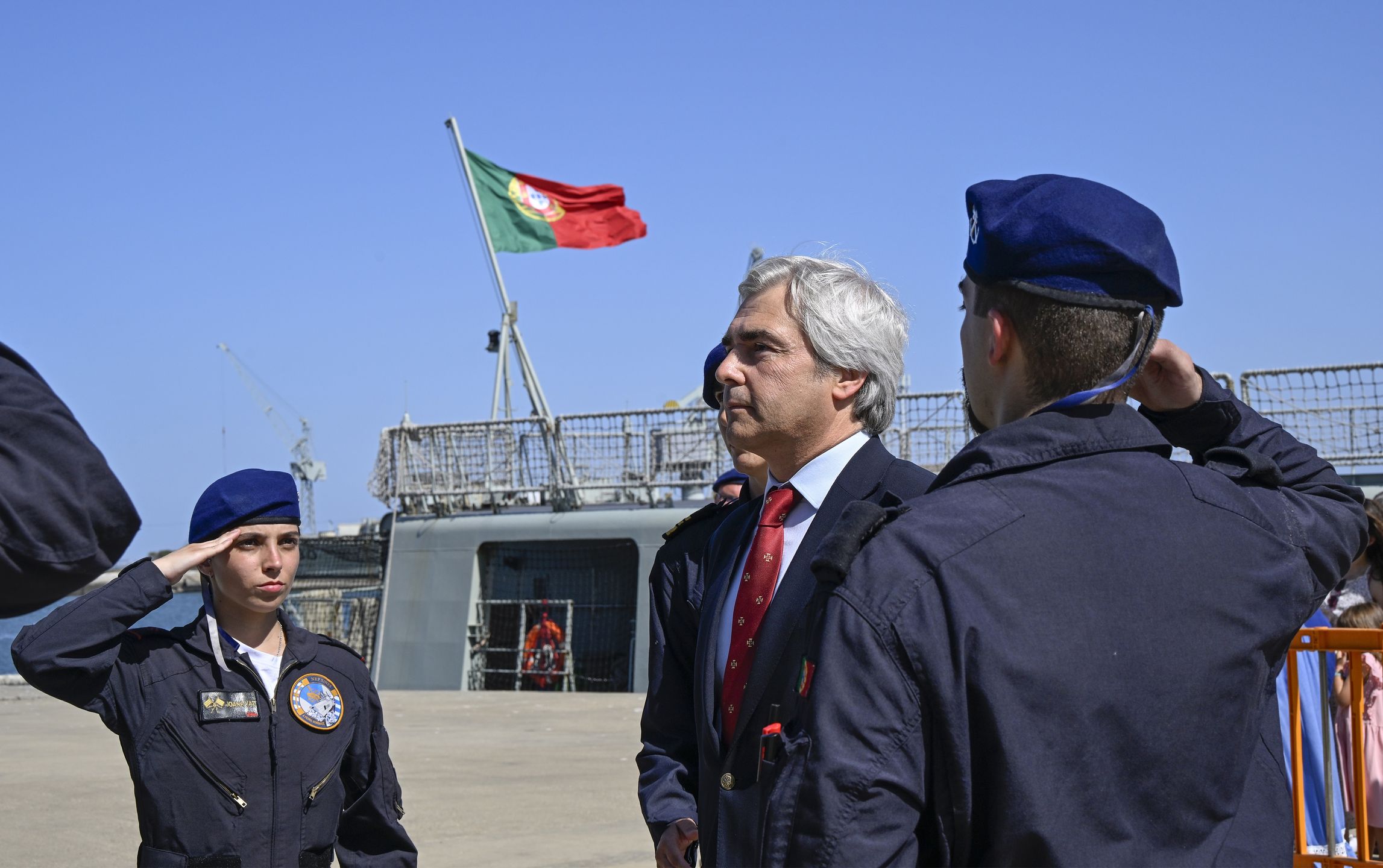Portuguese Defense Minister Nuno Melo At Return Ceremony Of NRP Sines To Lisbon Naval BaseALMADA, PORTUGAL - AUGUST 29: Portuguese Defense Minister Nuno Melo leaves at the end of the military ceremony for the return of the NRP Sines, a Viana do Castelo-class offshore patrol vessel, as part of the Open Sea Initiative and humanitarian support for the victims of tropical storm Erin which hit Cape Verde, to Lisbon Naval Base on August 29, 2025, in Almada, Portugal. Portugal's Chief of Staff of the Armed Forces, General José Nunes da Fonseca, the Deputy Chief of Staff of the Navy, Vice Admiral Pedro Sousa Costa, the Naval Commander, Vice Admiral José Salvado de Figueiredo, among other military and civilian entities, are also attending the ceremony. (Photo by Horacio Villalobos#Corbis/Corbis via Getty Images)Horacio Villalobos