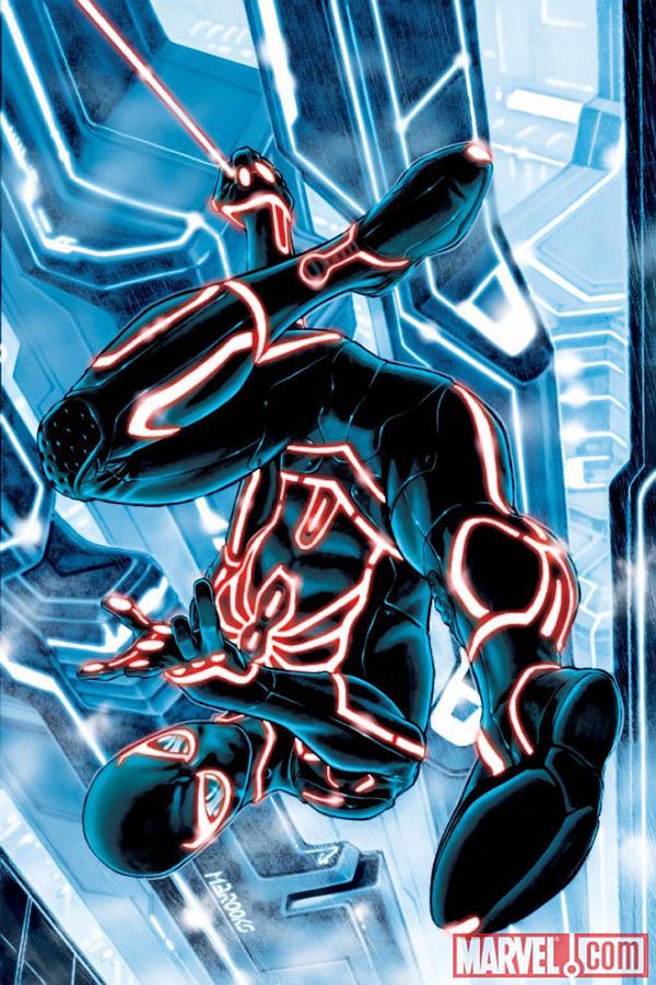 Spider-Man jako postać z filmu Tron 2