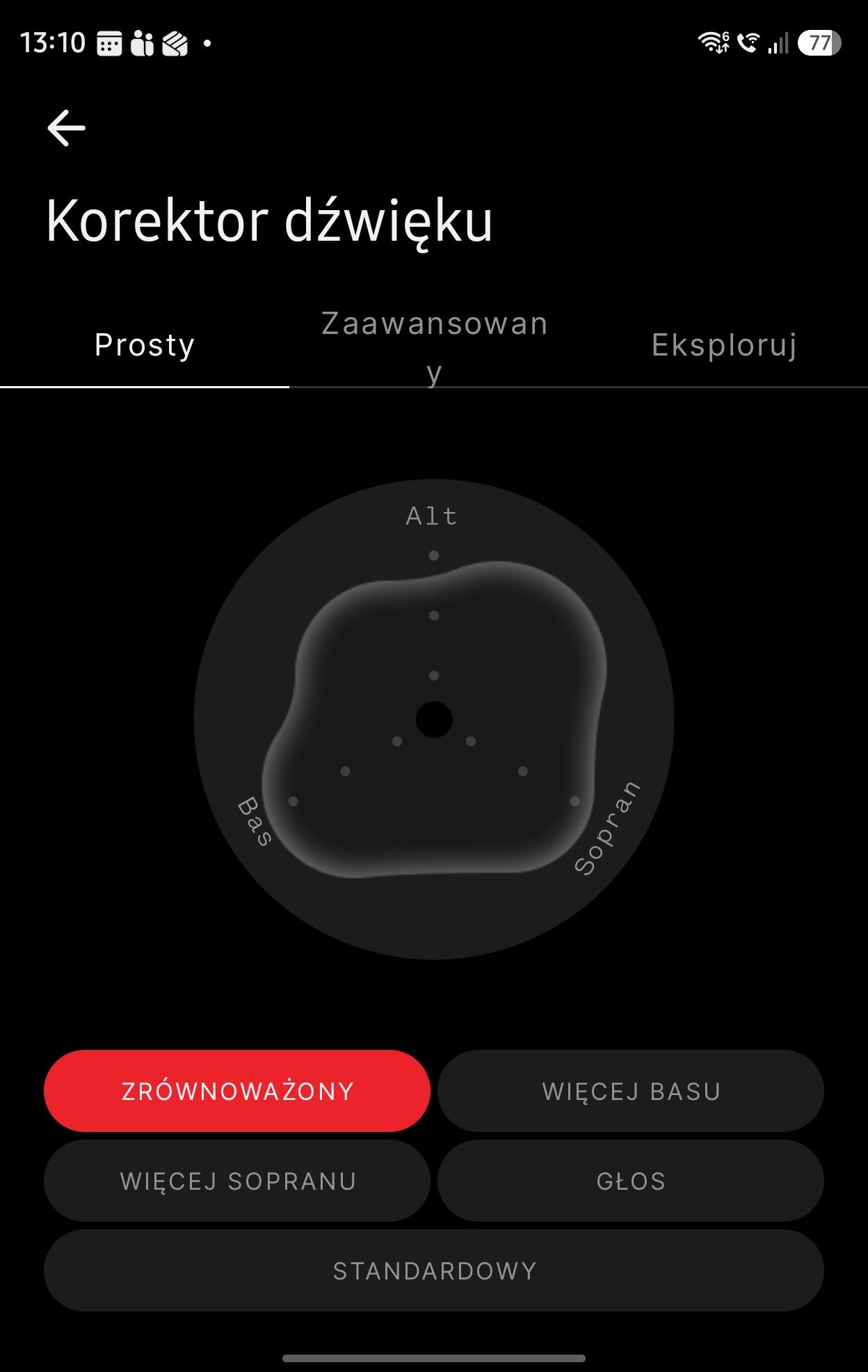 Korektor dźwięku w Nothing X