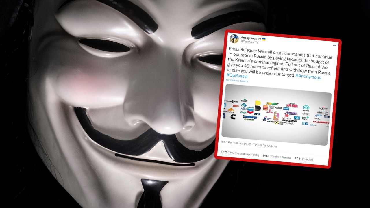 Anonymous do firm zostających w Rosji: "Dajemy wam 48 godzin"