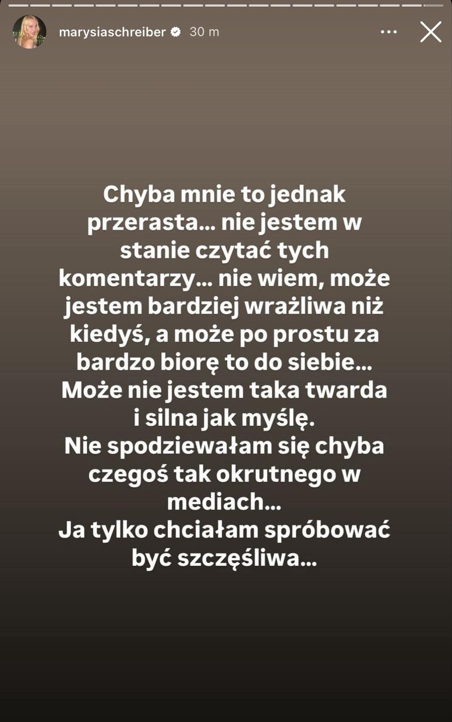 Marianna Schreiber narzeka na swój ciężki los
