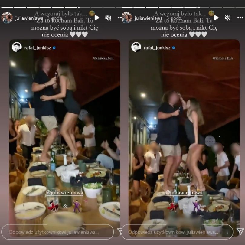 Julia Wieniawa tańczy na stole na Bali