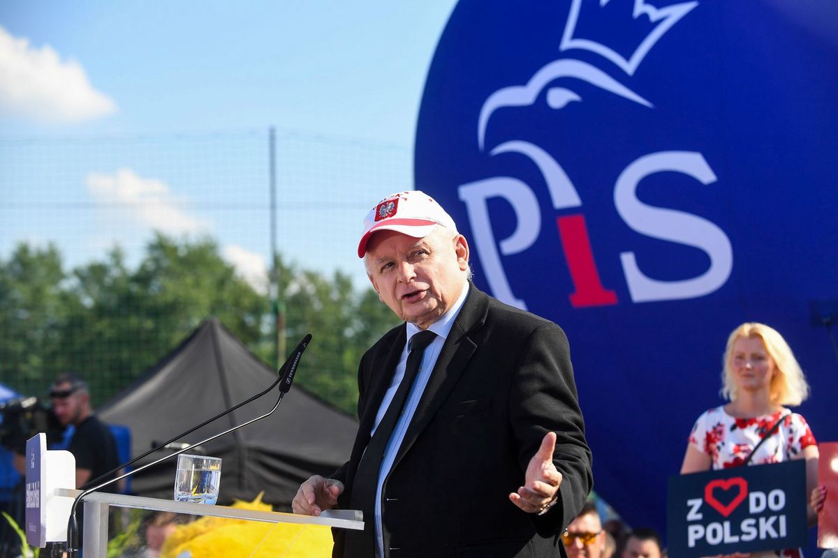 Jarosław Kaczyński podczas spotkania z sympatykami