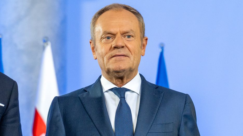 WARSAW, POLAND - 2024/07/04: Polish Prime Minister Donald Tusk poses for photos during the event. At the Chancellery of the Prime Minister, Prime Minister Donald Tusk met with the President of Slovakia, Peter Pellegrini. The main topic of the conversation were bilateral issues and security issues in Europe, with particular emphasis on further support for Ukraine. Leaders also discussed the current situation following the European elections. (Photo by Marek Antoni Iwaczuk/SOPA Images/LightRocket via Getty Images)