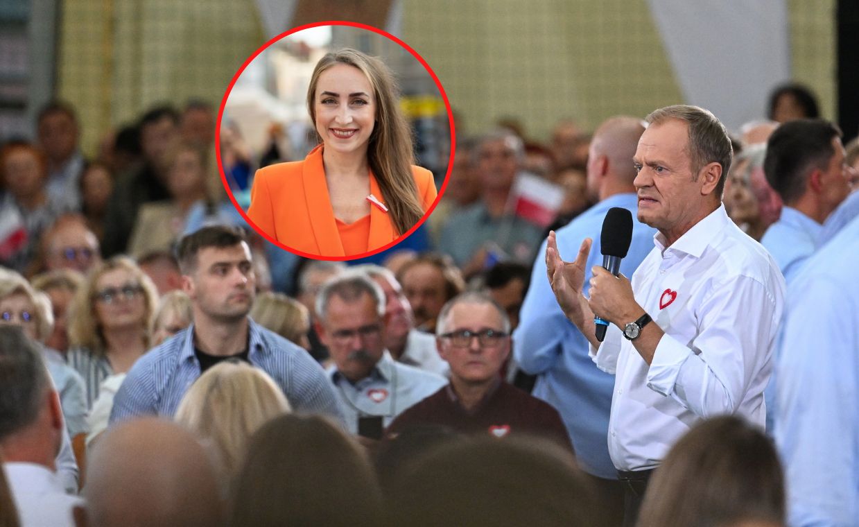 Karolina Pikuła na wiecu Donalda Tuska w Rzeszowie 