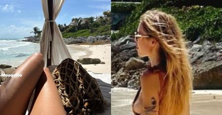 Ukochana Jarosława Bieniuka i jej "la dolce vita" w Tulum: hasanie w stroju kąpielowym po plaży i wspólna joga z Natalią Siwiec