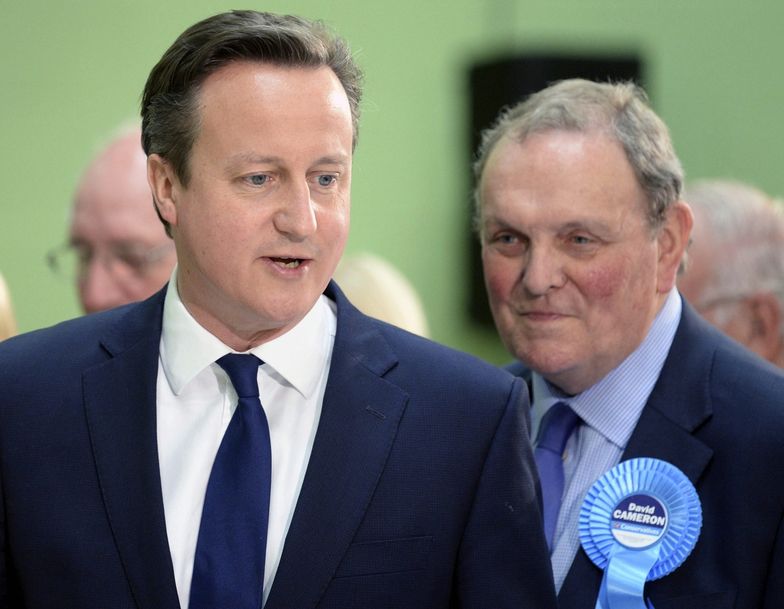 08.05.2015. Premier David Cameron oczekuje na wyniki głosowania </br>