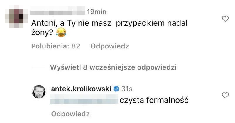 Antek Królikowski odpisuje na komentarze internautów
