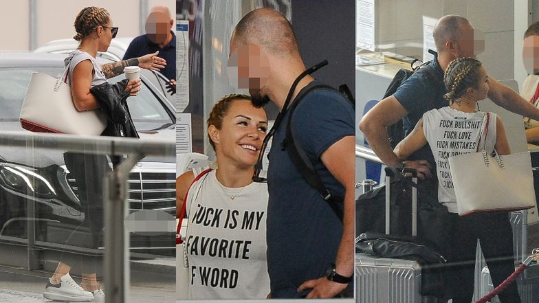 TYLKO NA PUDELKU: Blanka Lipińska tuli się do partnera na lotnisku, czekając na lot do Nowego Jorku  (ZDJĘCIA)