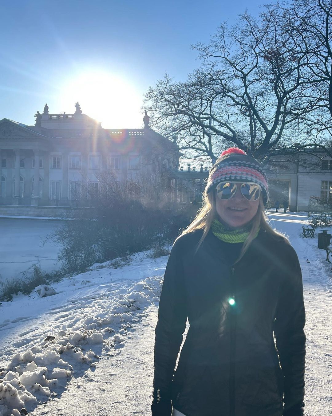 Monika Olejnik ćwiczy na mrozie