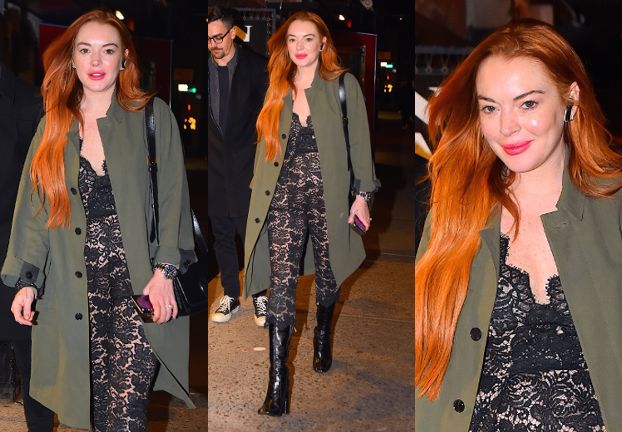 Lindsay Lohan i jej świeżo ostrzyknięte usta podbijają Nowy Jork