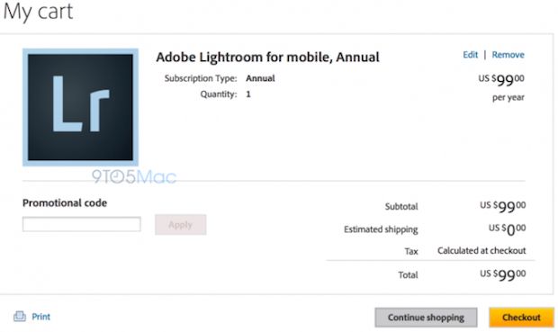 Mobilny Lightroom ma kosztować 99 dolarów rocznie? 1