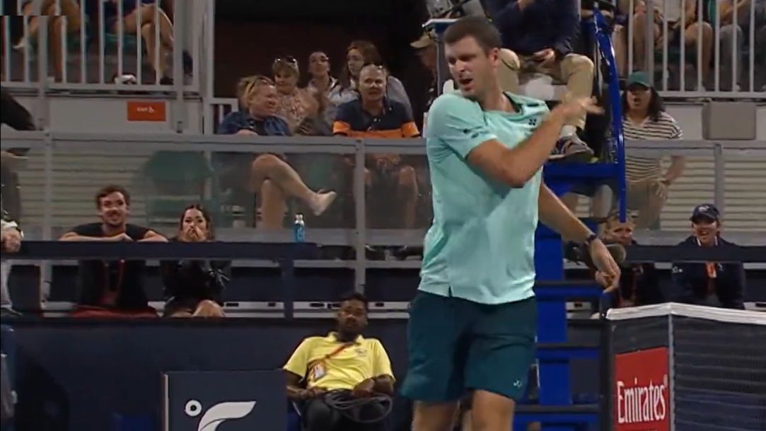 Twitter / Tennis TV / Hubert Hurkacz w meczu z Grigorem Dimitrowem