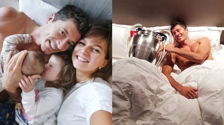 Rozanielony Robert Lewandowski chwali się rodzinnym zdjęciem z łóżka: "Moje NAJWIĘKSZE SZCZĘŚCIE"