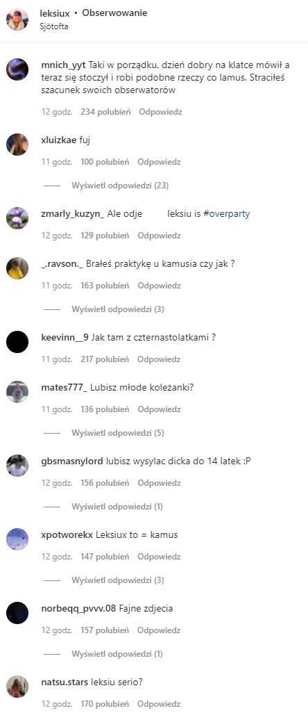 Internet potępia Leksia za jego akcje