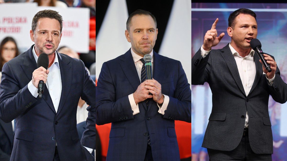 Na zdjęciu Trzaskowski, Nawrocki, Mentzen 