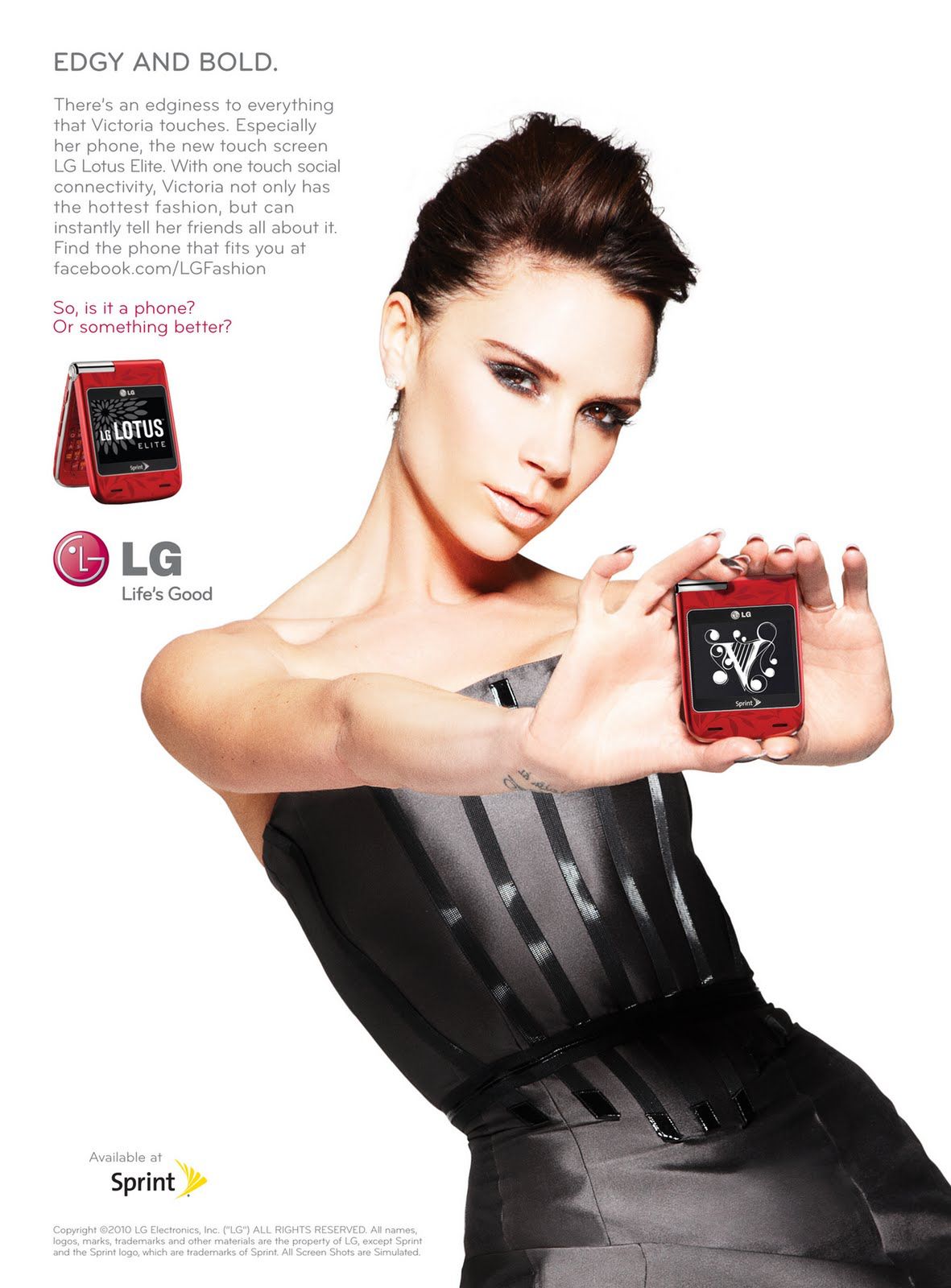 Victoria Beckham w kampanii LG Lotus Elite i LG Rumor Touch