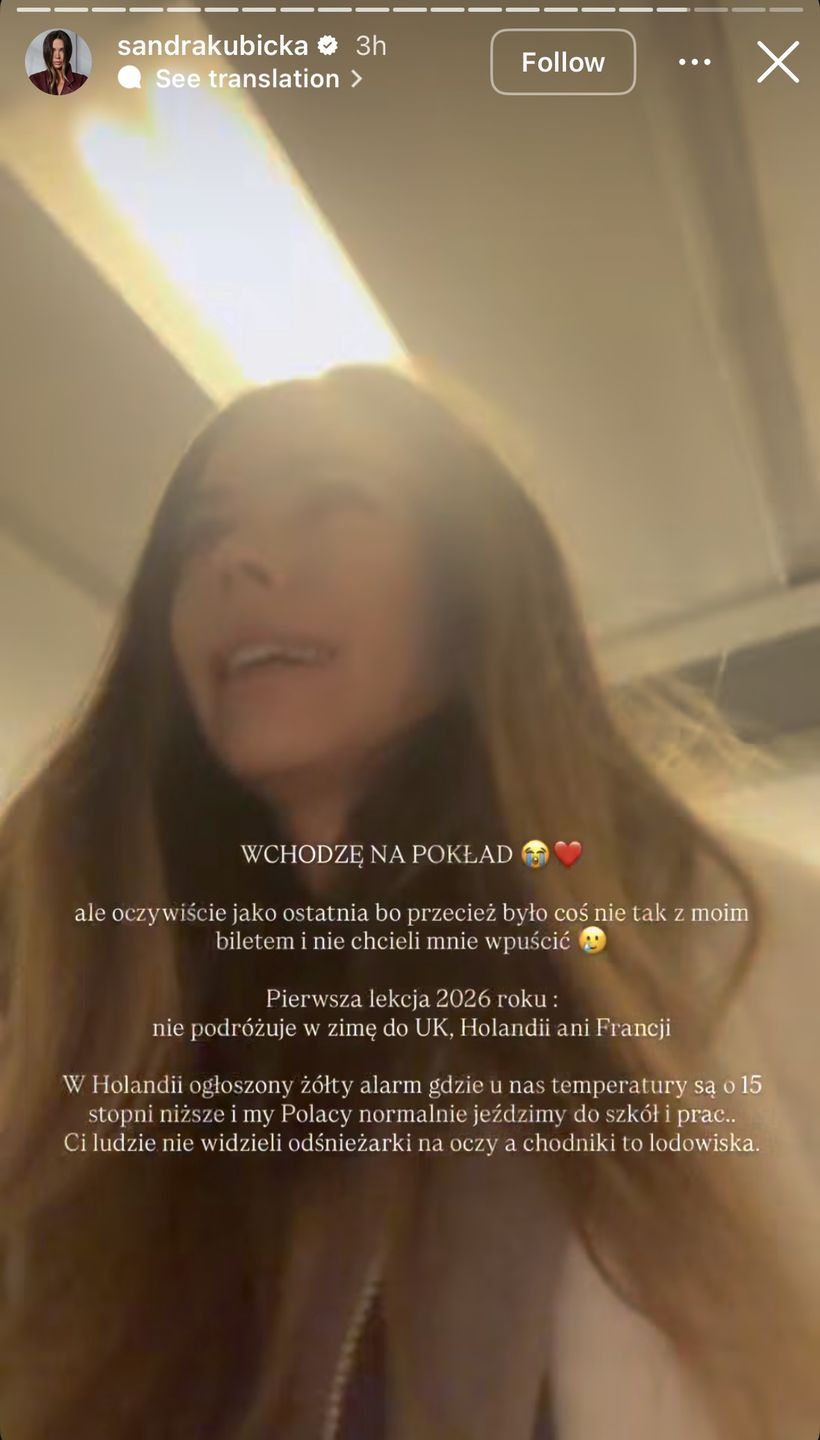 Sandra Kubicka uwięziona na lotnisku w Amsterdamie